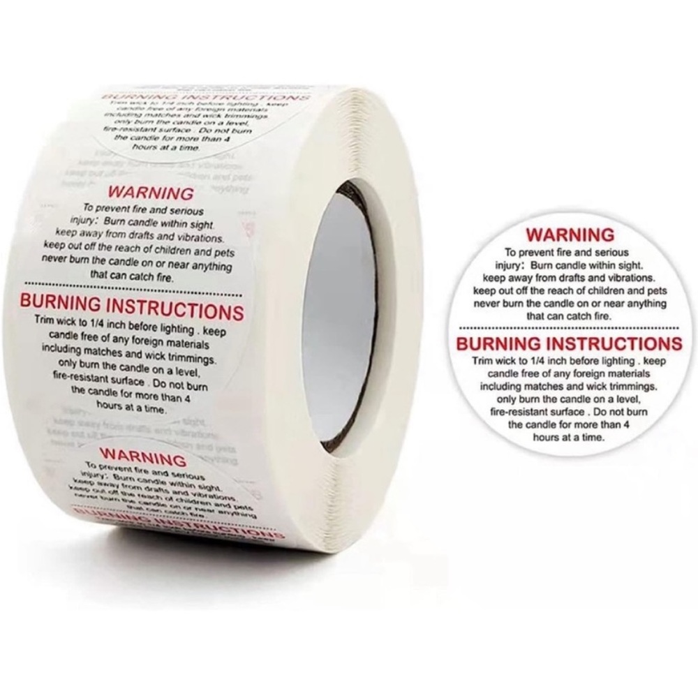 5for$10 Candle Warning Labels 1.5" Candle Jar Container Stickers 500 Pieces
